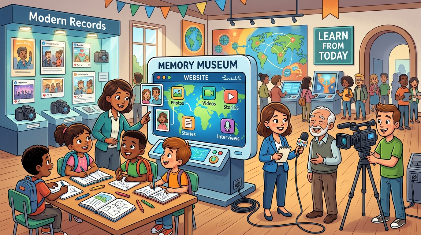 Museu da Pessoa, estudantes e repórteres produzindo registros