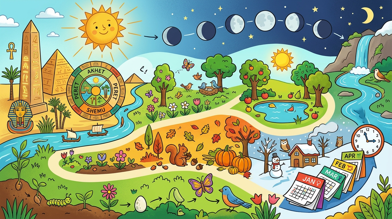 Sol, lua e calendários mostrando a passagem do tempo